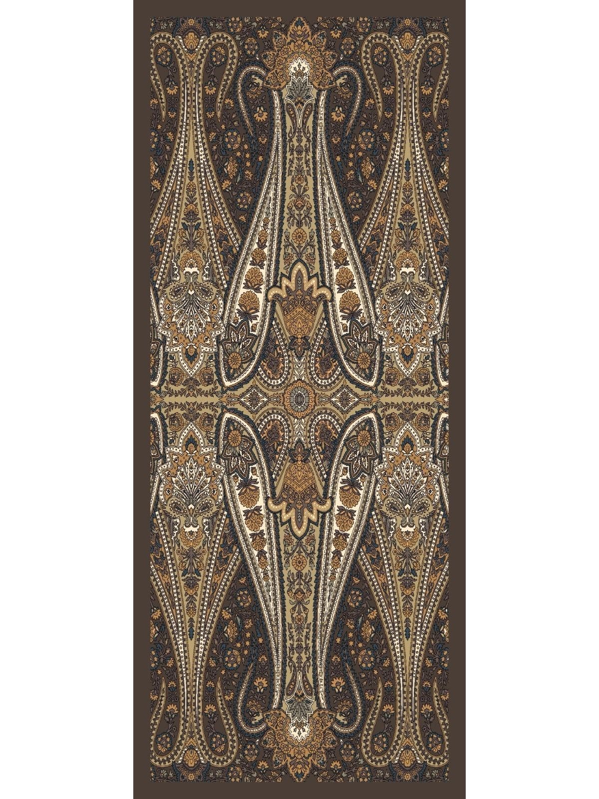 Mocha Damask Desen Pamuk İpek Şal - Görsel 6