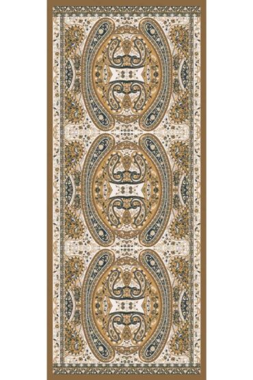 Mocha Çini Desen Pamuk İpek Şal