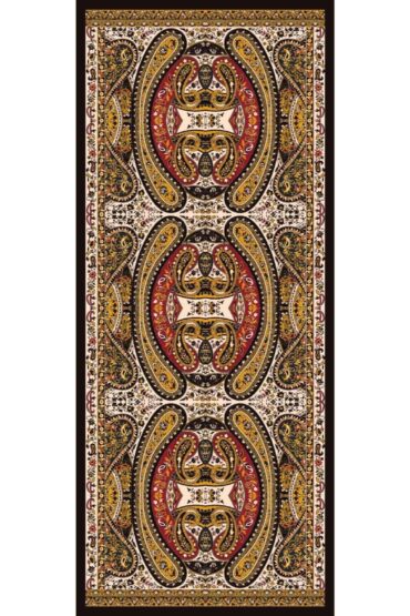 Kahve Çini Desen Pamuk İpek Şal