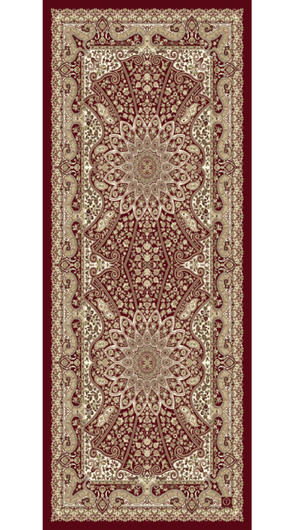 Bordo Zambak Desenli Yün İpek Şal