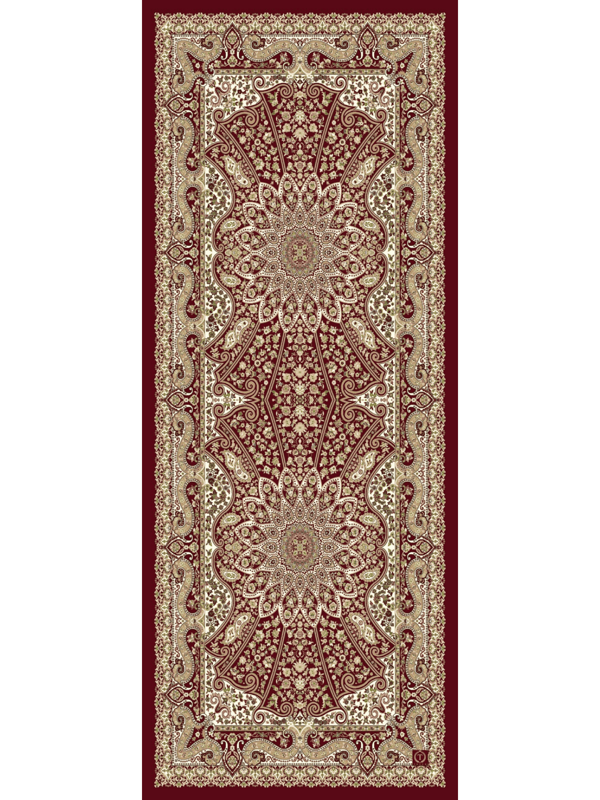 Bordo Zambak Desenli Yün İpek Şal