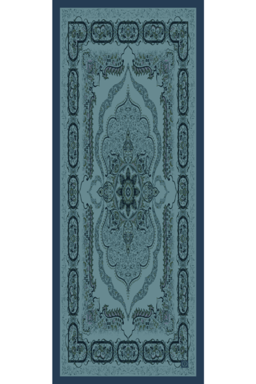 Turkuaz Ruku Desenli Pamuk İpek Şal