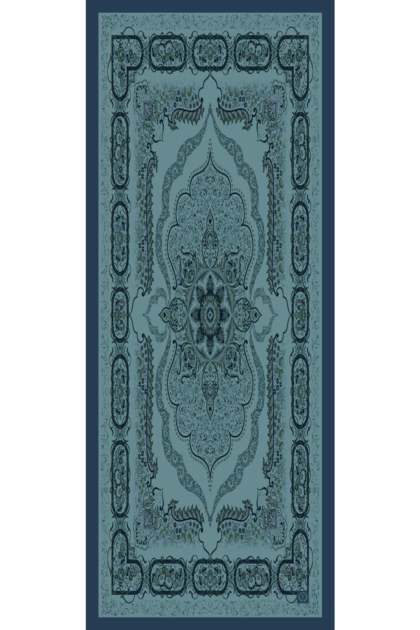 Turkuaz Ruku Desenli Pamuk İpek Şal