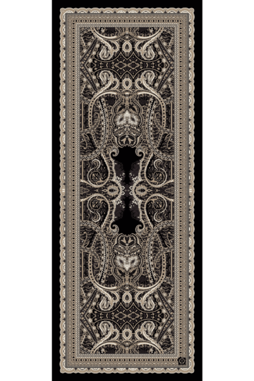 Siyah Roze Desen Pamuk İpek Şal