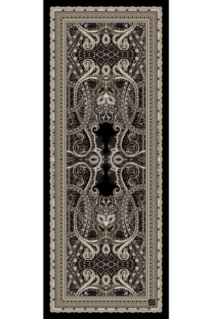 Siyah Roze Desen Pamuk İpek Şal