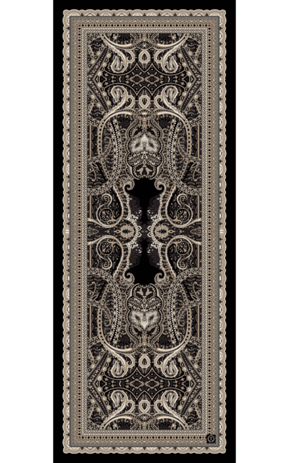 Siyah Roze Desen Pamuk İpek Şal