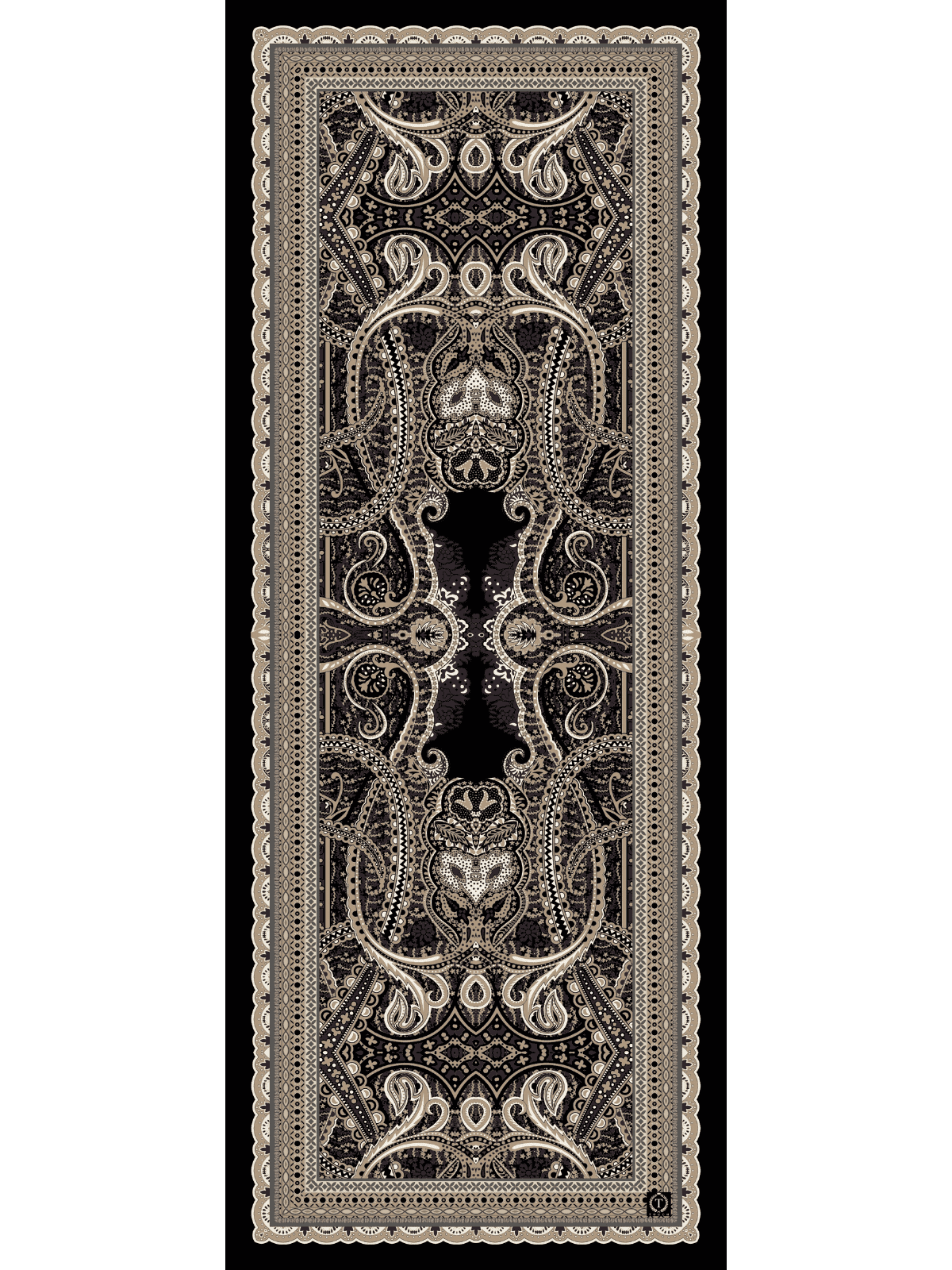 Siyah Roze Desen Pamuk İpek Şal