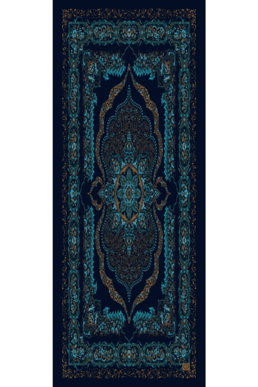 Petrol Ruku Desenli Pamuk İpek Şal