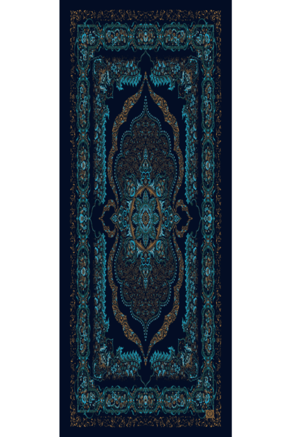 Petrol Ruku Desenli Pamuk İpek Şal