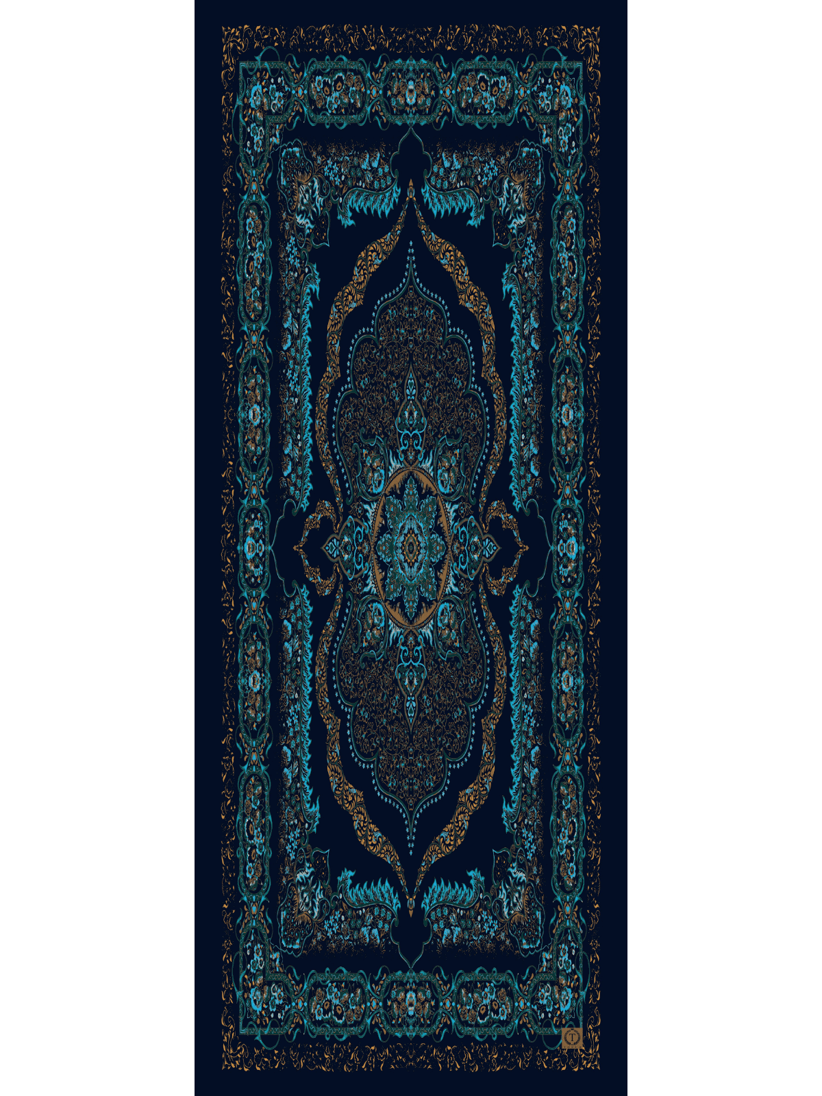 Petrol Ruku Desenli Pamuk İpek Şal