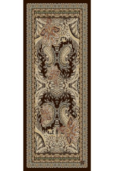 Kahve Hint Desen Yün İpek Şal