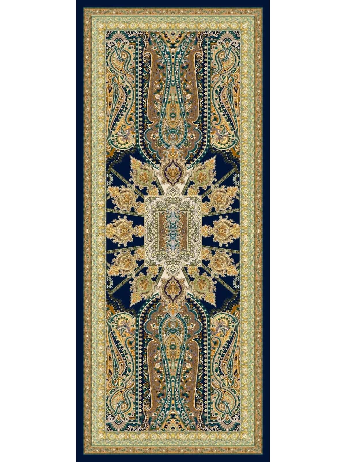 Lacivert Nomad Mirası Yün İpek Şal