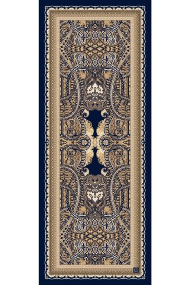 Lacivert Roze Desen Pamuk İpek Şal