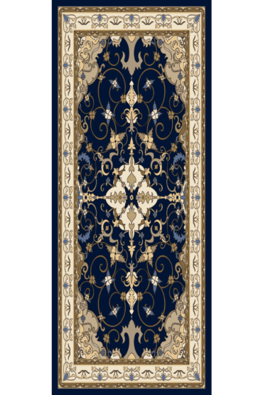 Lacivert İberya Işığı Desen Pamuk İpek Şal