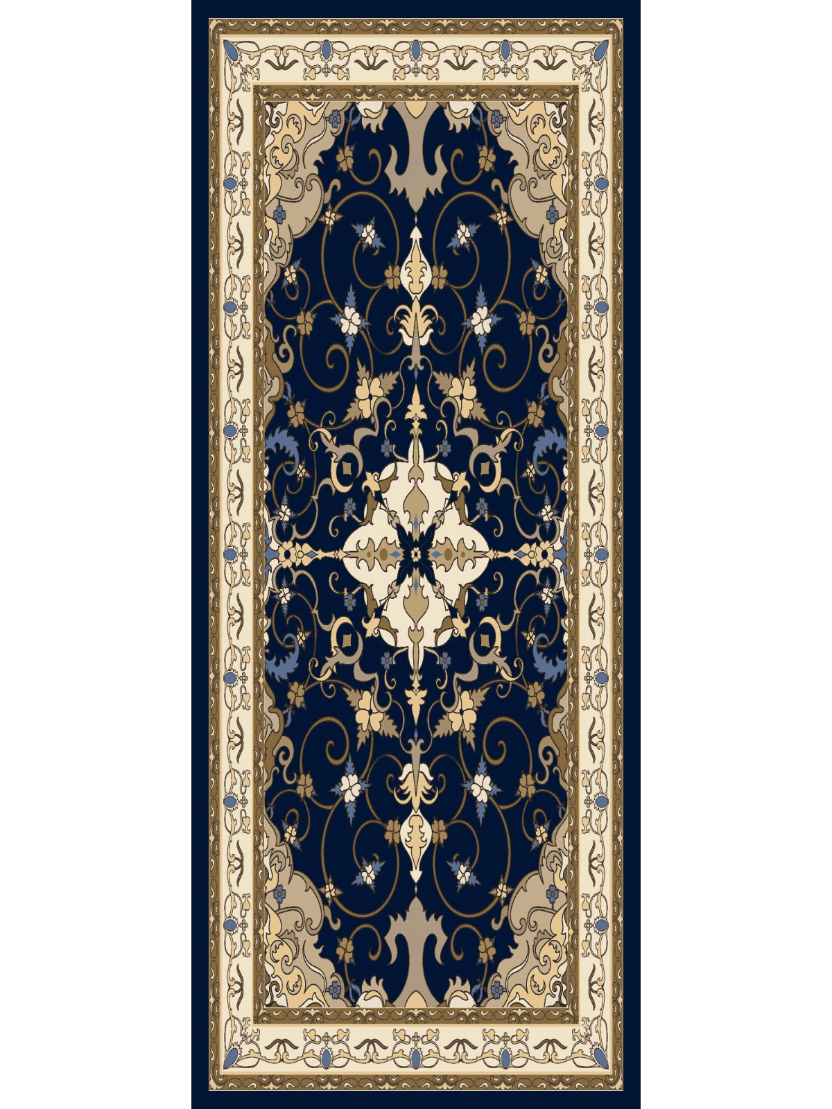 Lacivert İberya Işığı Desen Pamuk İpek Şal