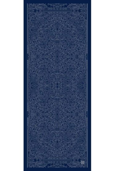 İndigo Ebruli Desen Pamuk İpek Şal