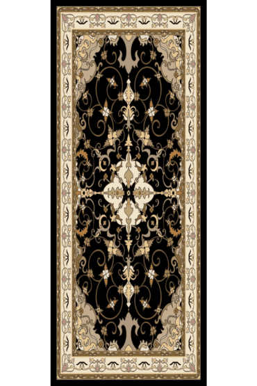 Siyah İberya Işığı Desen Pamuk İpek Şal