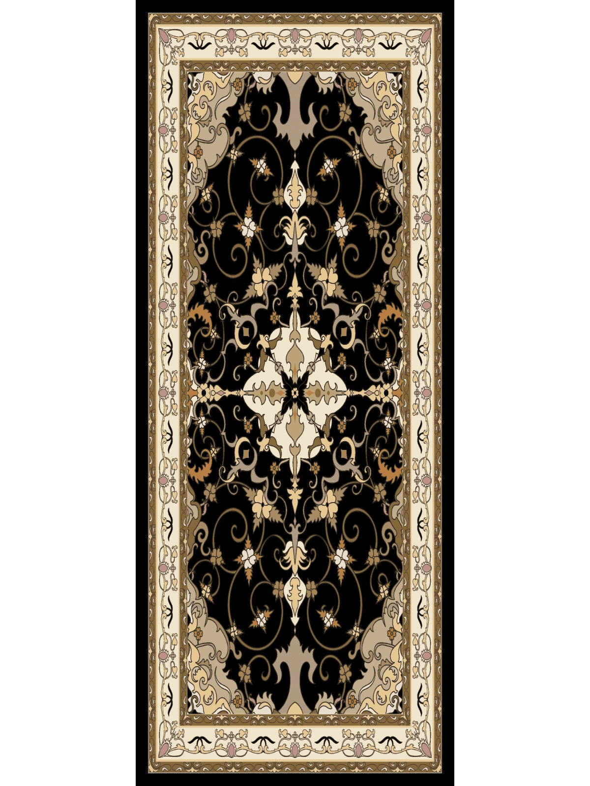 Siyah İberya Işığı Desen Pamuk İpek Şal