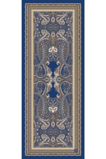 İndigo Roze Desen Pamuk İpek Şal