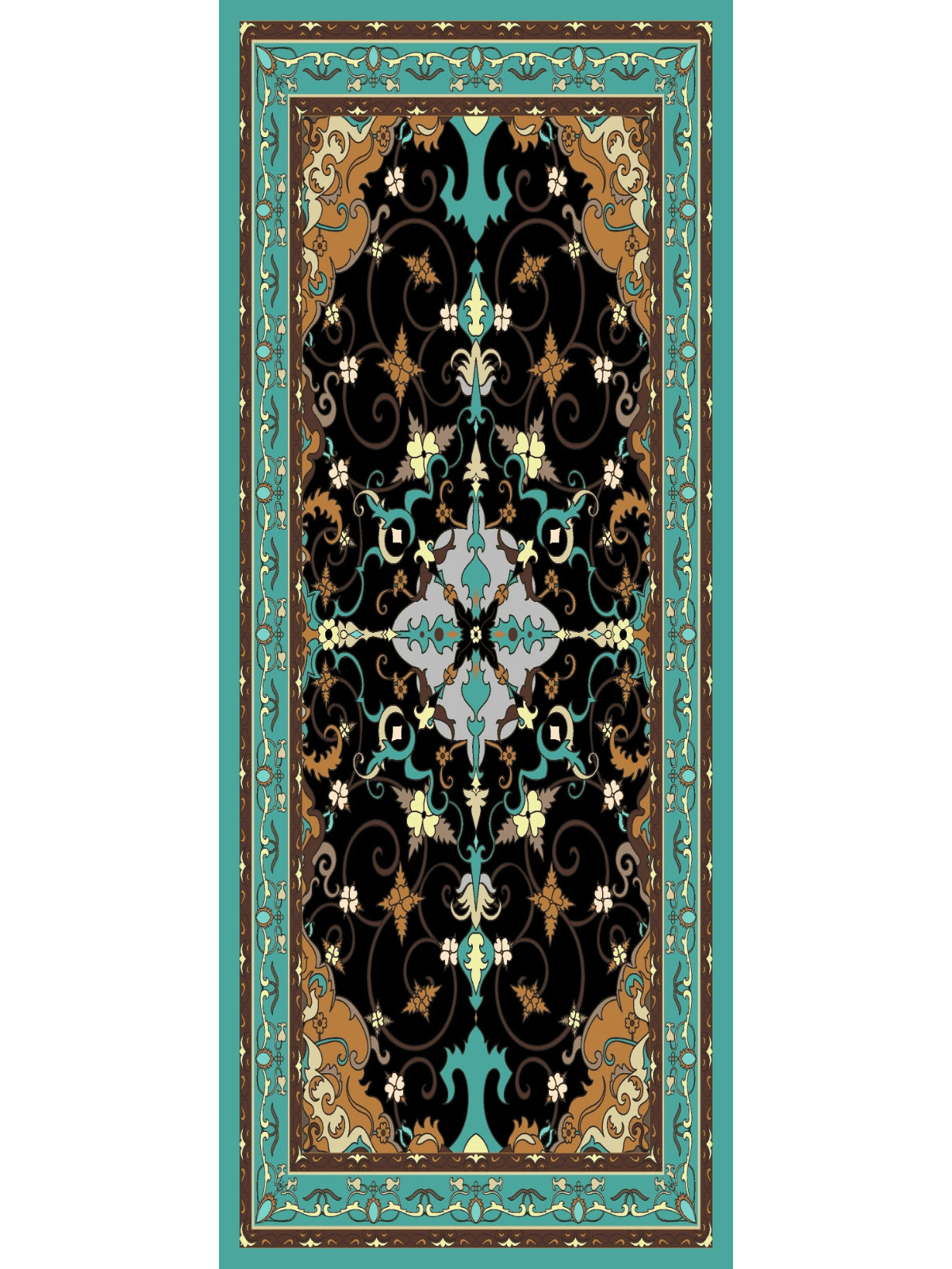 Turkuaz İberya Işığı Desen Pamuk İpek Şal - Görsel 7