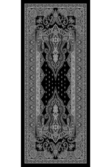 Kara Serenad Desenli Yün İpek Şal