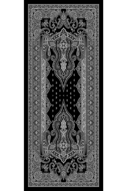 Kara Serenad Desenli Yün İpek Şal