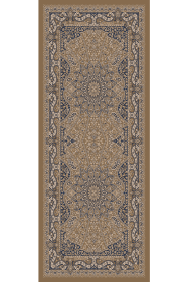 Camel Zambak Desenli Yün İpek Şal