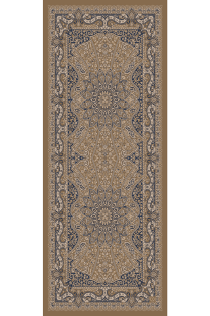 Camel Zambak Desenli Yün İpek Şal