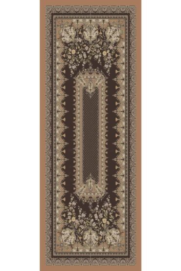 Mocha Safir Desenli Yün İpek Şal