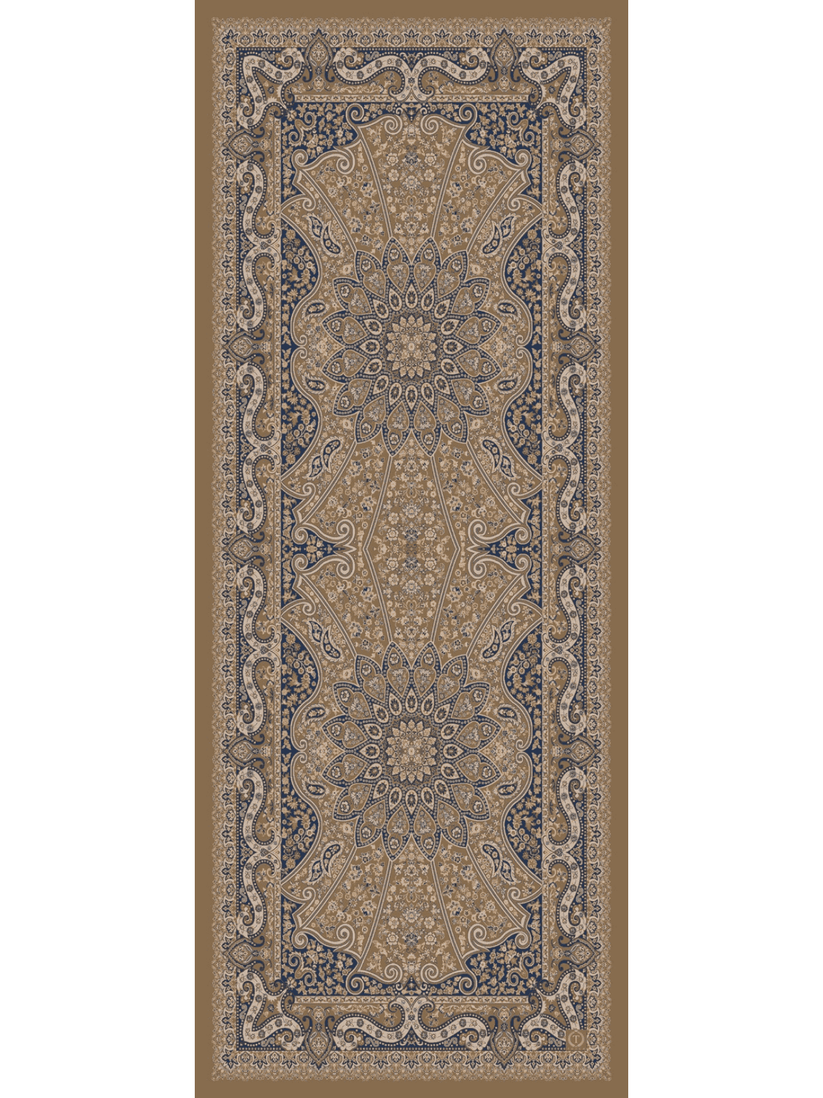 Camel Zambak Desenli Yün İpek Şal