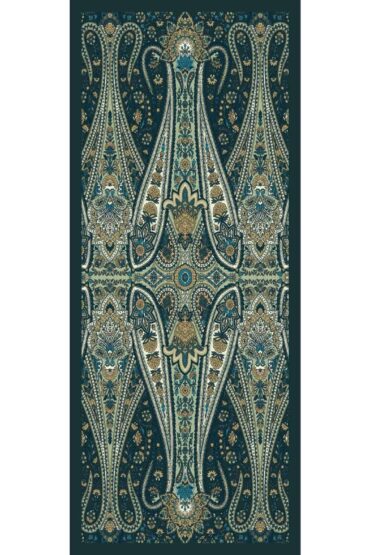 Zümrüt Damask Desen Pamuk İpek Şal