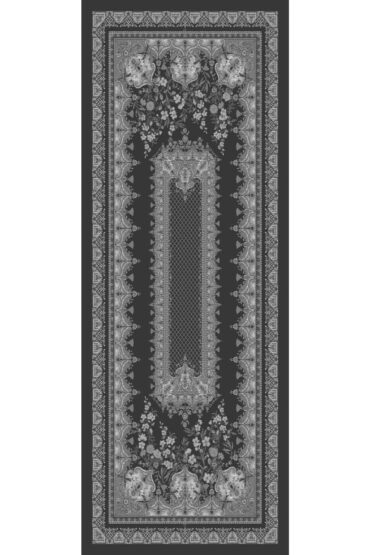 Füme Safir Desenli Yün İpek Şal