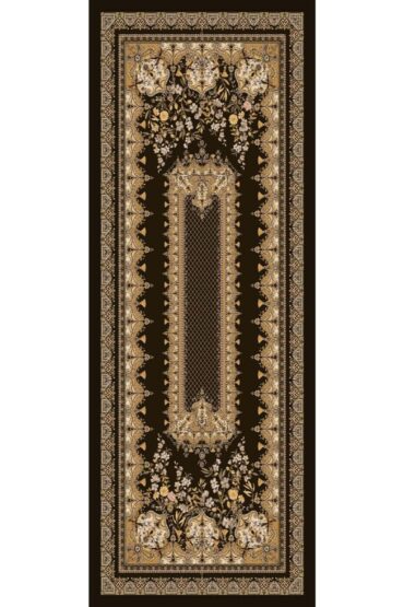 Kahve Safir Desenli Yün İpek Şal