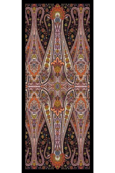 Oranj Damask Desen Pamuk İpek Şal