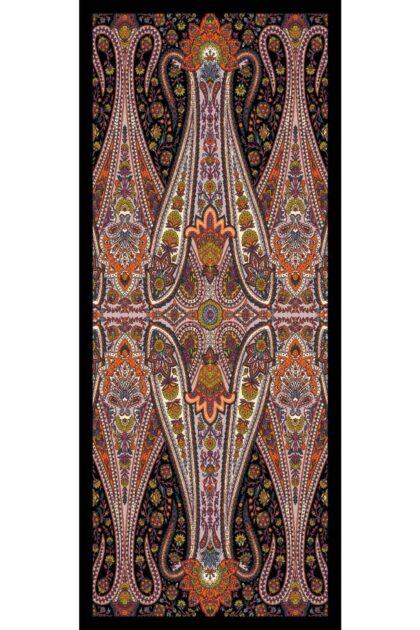 Oranj Damask Desen Pamuk İpek Şal