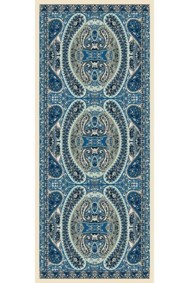 Turkuaz Çini Desen Pamuk İpek Şal