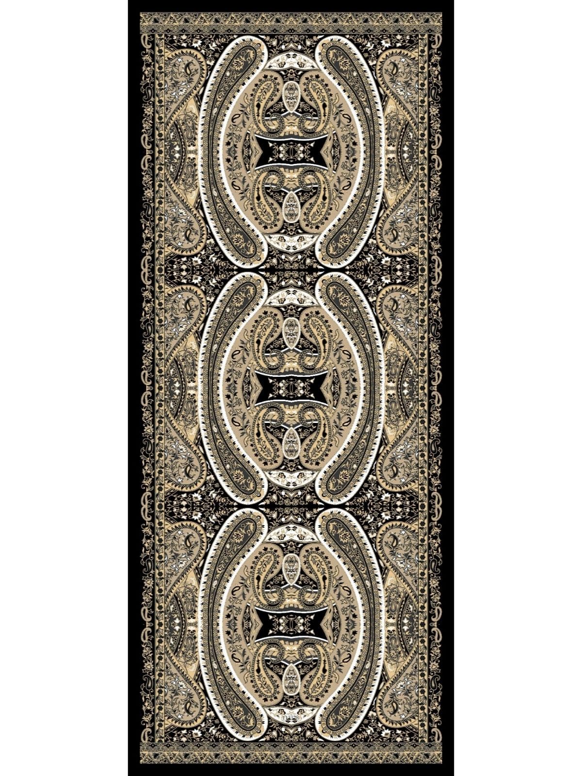 Siyah Çini Desen Pamuk İpek Şal - Görsel 7