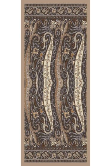 Bej Dalga Desen Pamuk İpek Şal