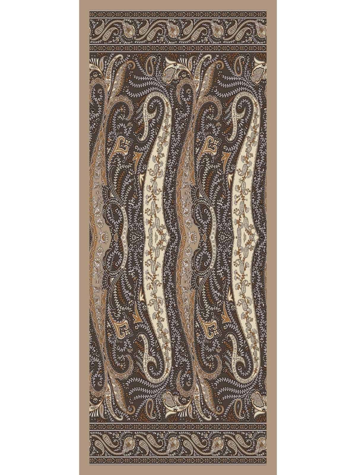 Bej Dalga Desen Pamuk İpek Şal