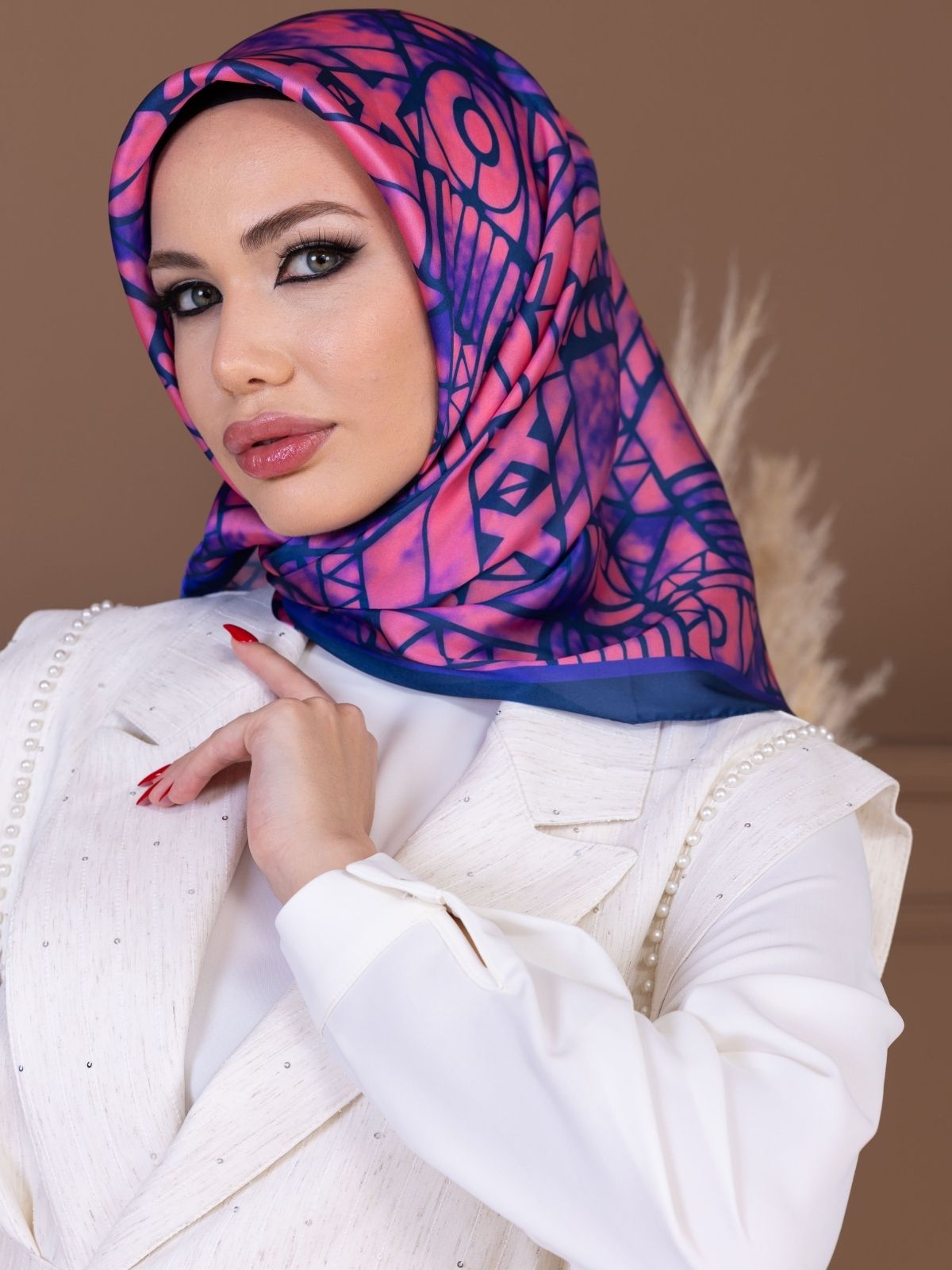 Somon Geometrik Desen Vual Eşarp - Görsel 3