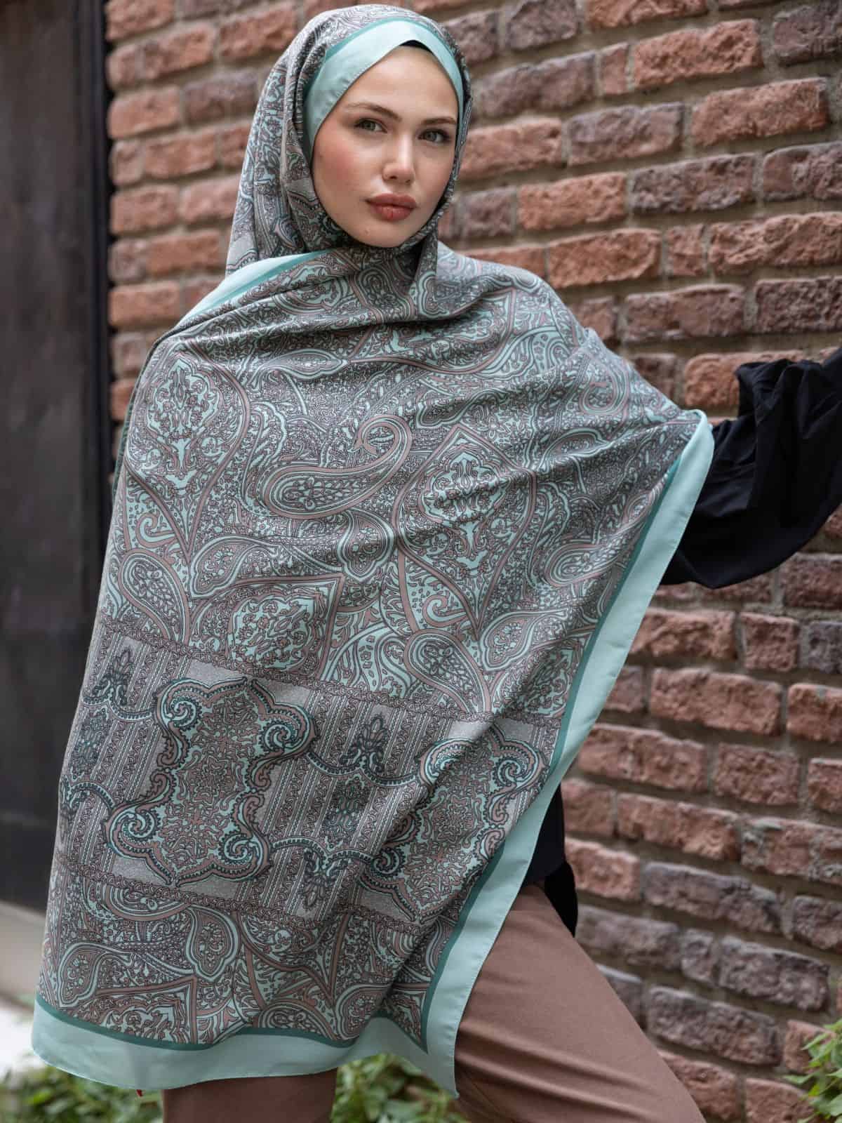 Mint Soléa Desen İpek Pamuk Şal - Görsel 2