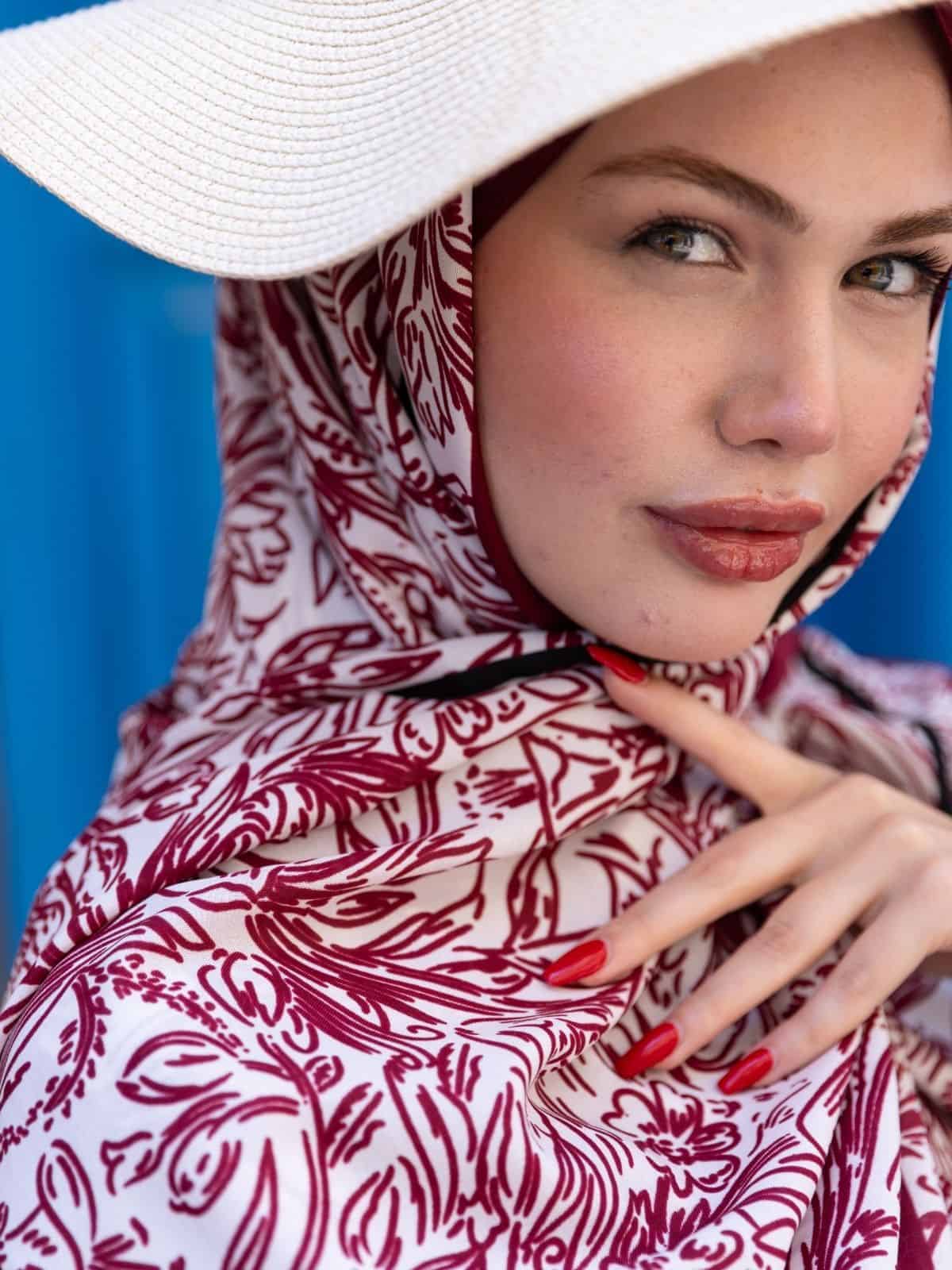 AmineNur'un Seçimi Bordo Sunset İpek Pamuk Şal