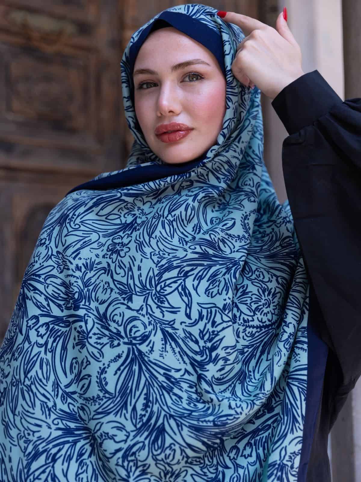 Su Yeşili Sunset İpek Pamuk Şal - Görsel 4