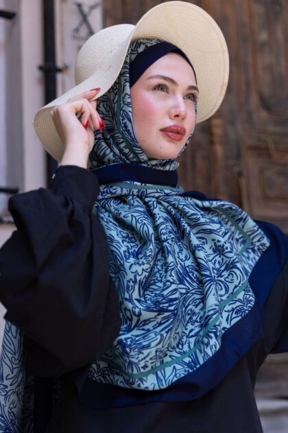 Su Yeşili Sunset İpek Pamuk Şal