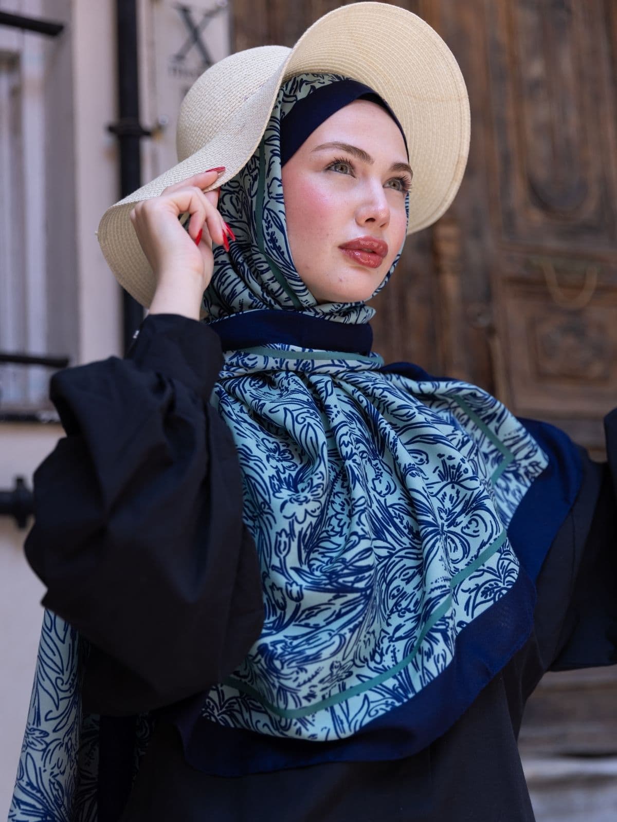 Su Yeşili Sunset İpek Pamuk Şal