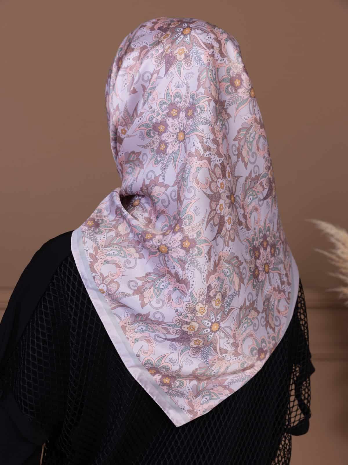 Pembe İnci Papatya Desen Vual Eşarp - Görsel 6