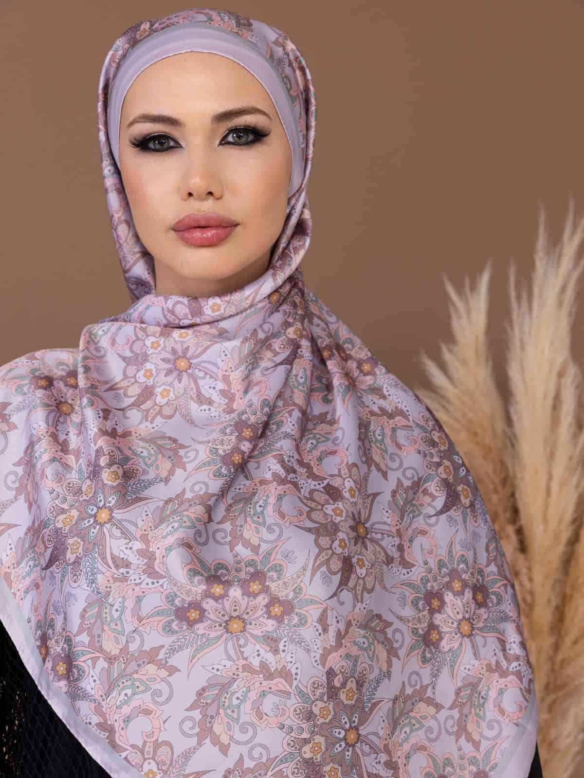 Pembe İnci Papatya Desen Vual Eşarp - Görsel 8