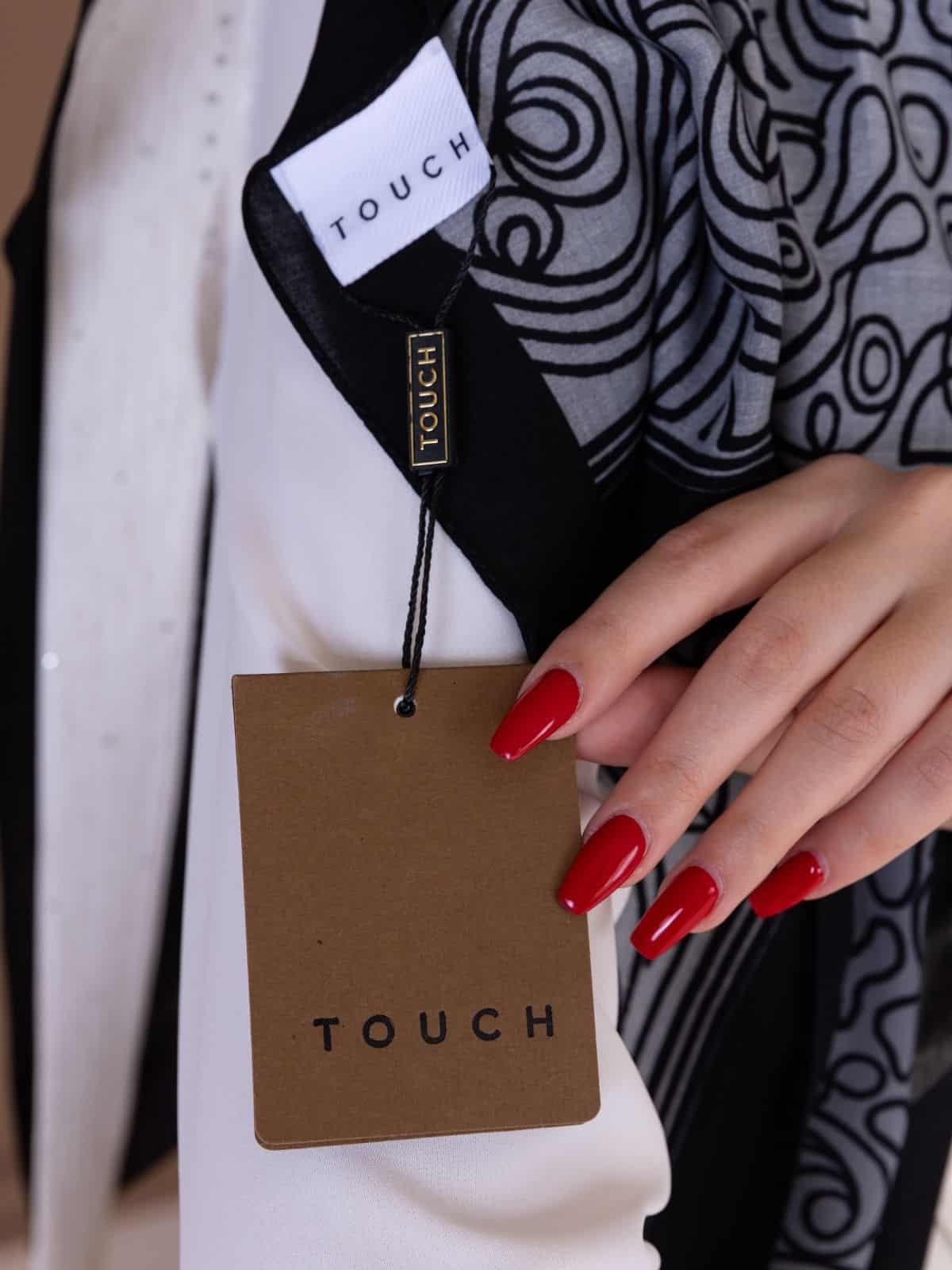 Gri Ebruli Desen Pamuk İpek Şal - Görsel 5