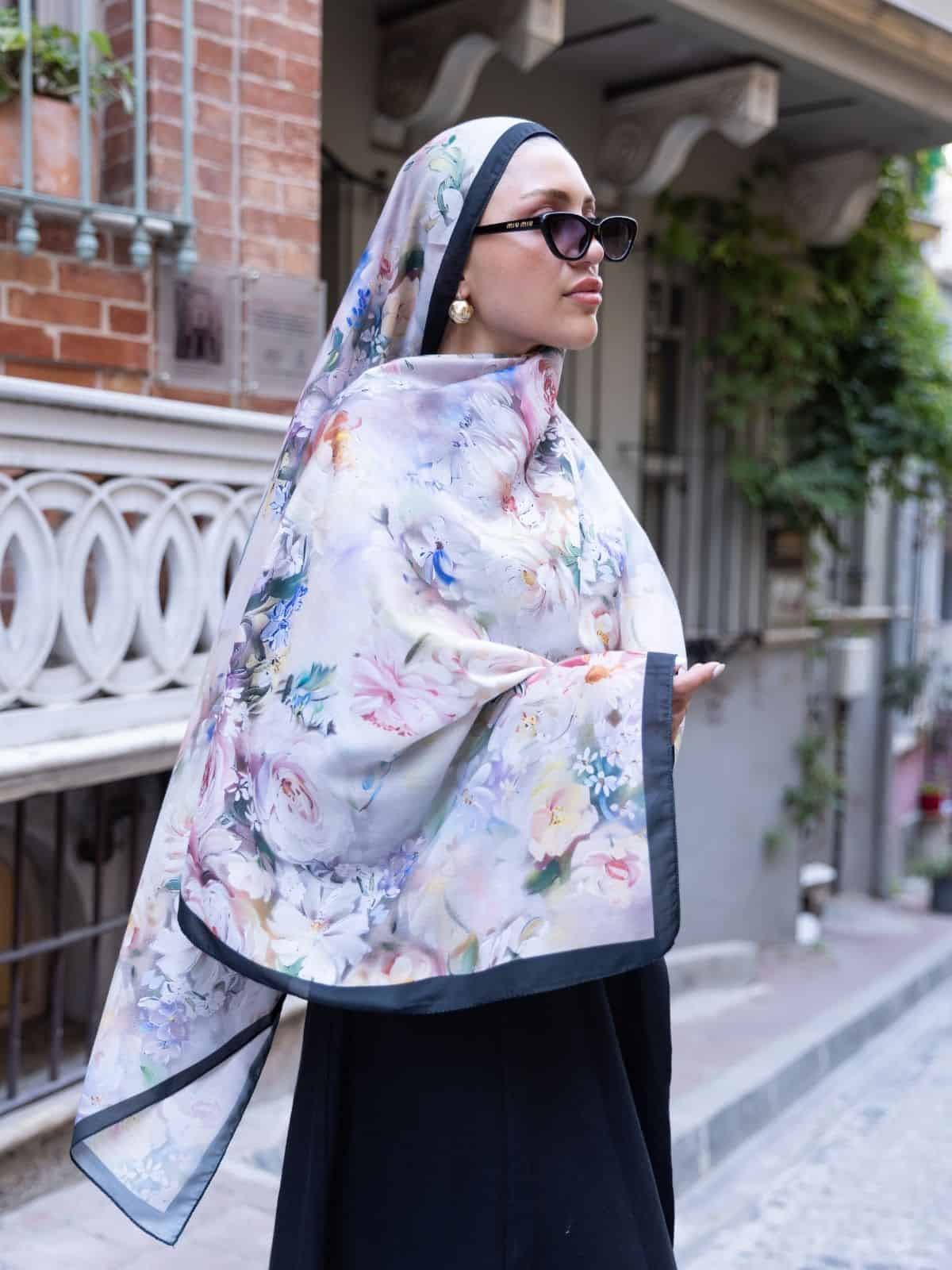 Sütlü Kahve Sole Silken Desen Şal - Görsel 2