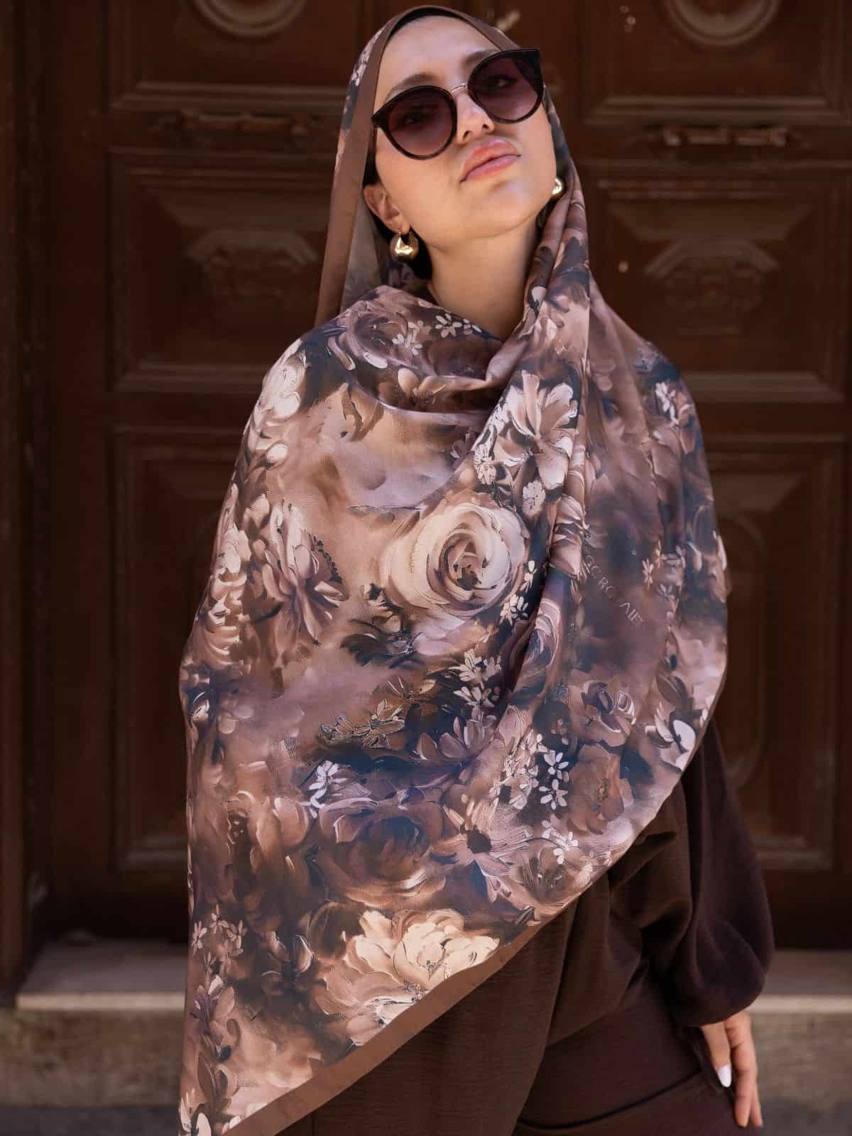 Bronz Sole Silken Desen Şal - Görsel 2